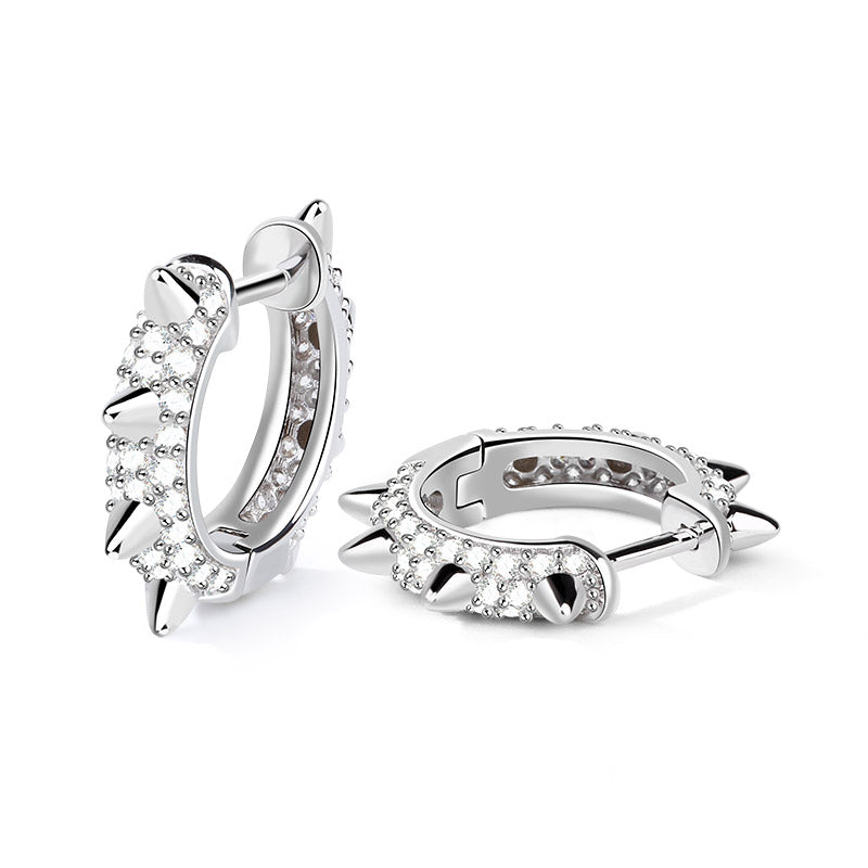 Gnoce "ROCK & ROLL" Mohawk Earrings Punk Style Sterling Silver with Cubic Zirconia_3