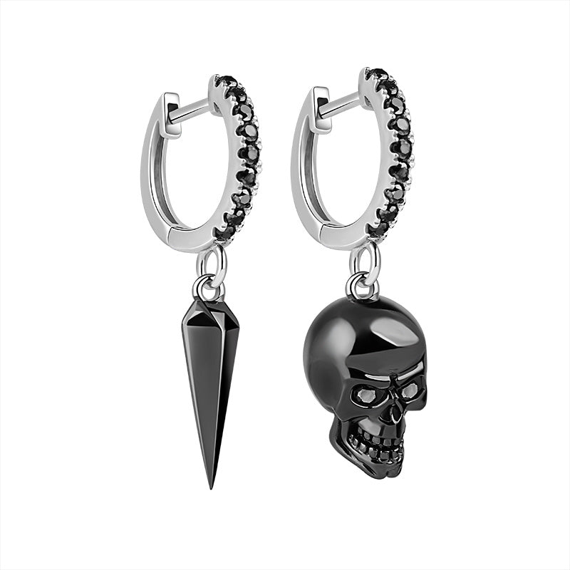 Gnoce "Skull Love" Skull and Awl Earring Set 925 Sterling Silver with Black Plated_2