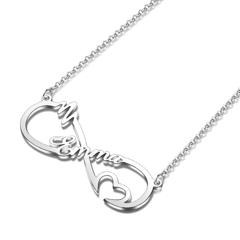 Gnoce "When Meet You" Personalized 925 Sterling Silver Infinity Necklace_4