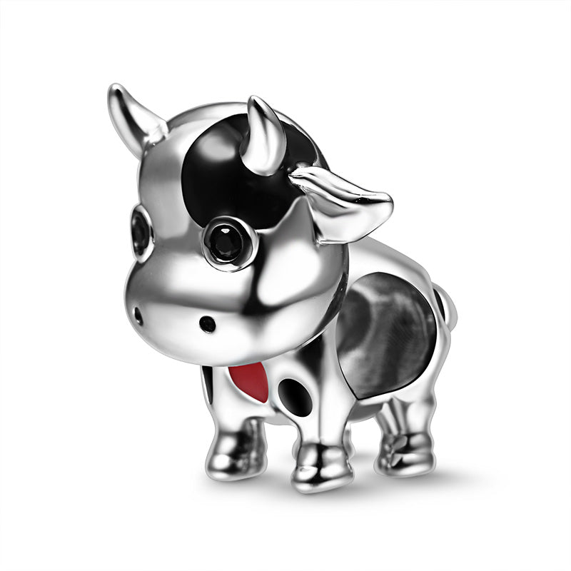 Gnoce "Integrity And Industrious" 925 Sterling Silver Cow Charm Bead_2