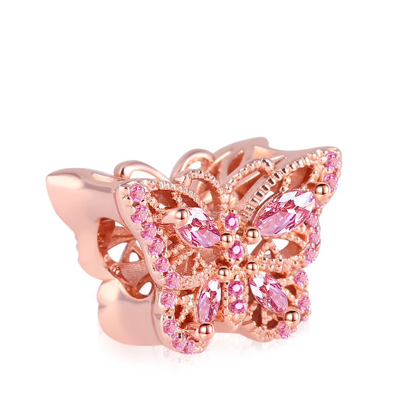 Butterfly Charm Bead 925 Sterling Silver 18k Rose Gold Plated_2