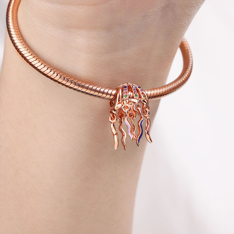 Jellyfish Charm Bead Rose Plated 925 Sterling Silver_3