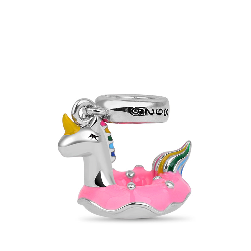 Gnoce "Dream Amusement Park" Colorful Unicorn Lifebuoy Donut Charm Pendant 925 Sterling Silver_2