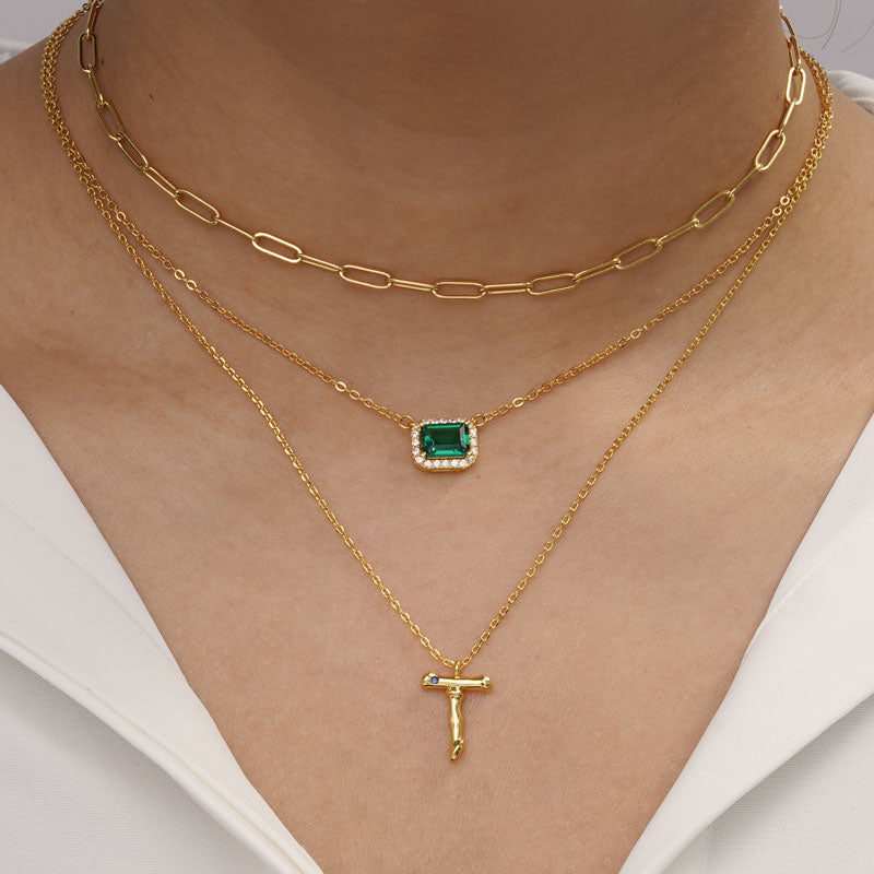 Letter T Pendant Bamboo Initial Necklace Adjustable Chain Length 18k Gold Plated 925 Sterling Silver_5