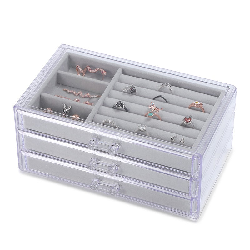 Acrylic Three-layer Jewelry Storage Box Earring Ring Necklace Bracelet Watch Charm Storage Gift Casket_4