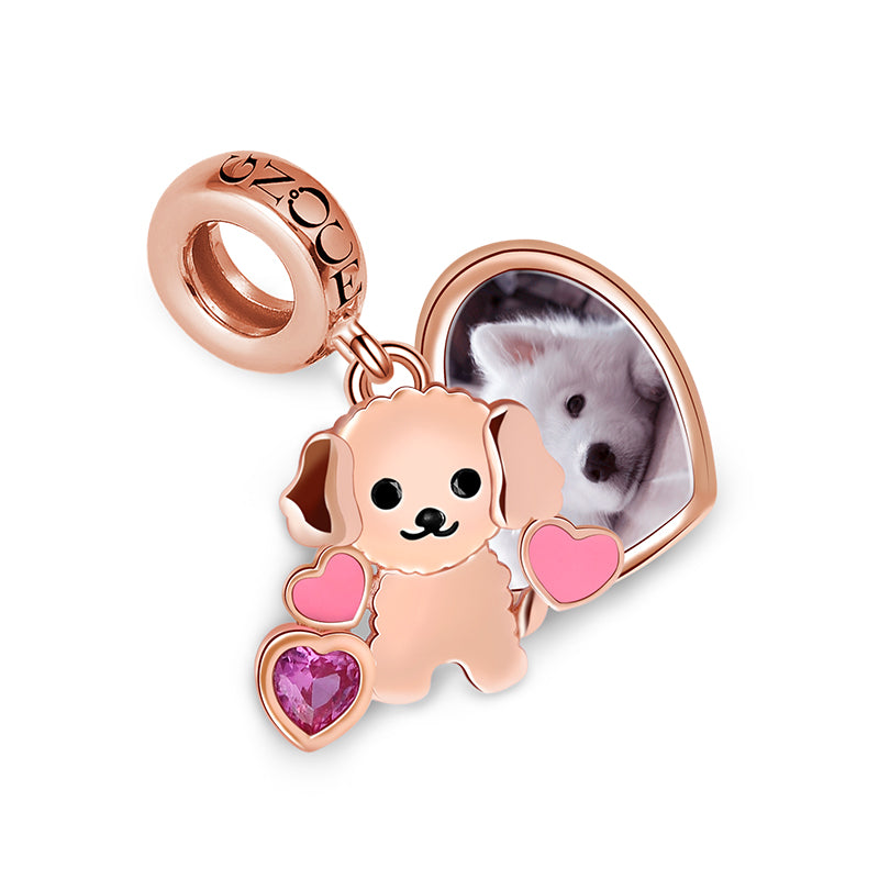 Teddy Photo Charm Pendant Engravable Rose Gold Plated 925 Sterling Silver_2