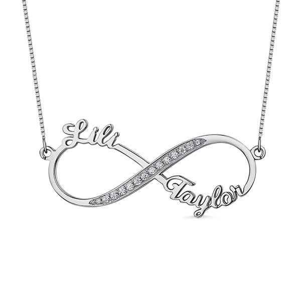 Gnoce "The Bodacious Gift" Custom Infinity 2 Names CZ Necklace Sterling Silver_1