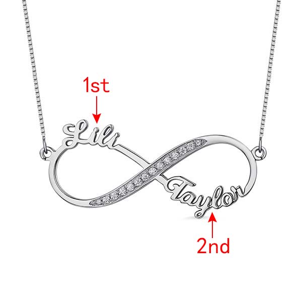 Gnoce "The Bodacious Gift" Custom Infinity 2 Names CZ Necklace Sterling Silver_2