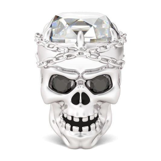 Gnoce "Shackles of love" 925 Sterling Silver Skull Cubic Zirconia Charm Fit Pandora Bracelet_1