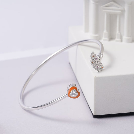 Tree of Life Open Bangle Sterling Silver Inlaid with Colorful Stones_3