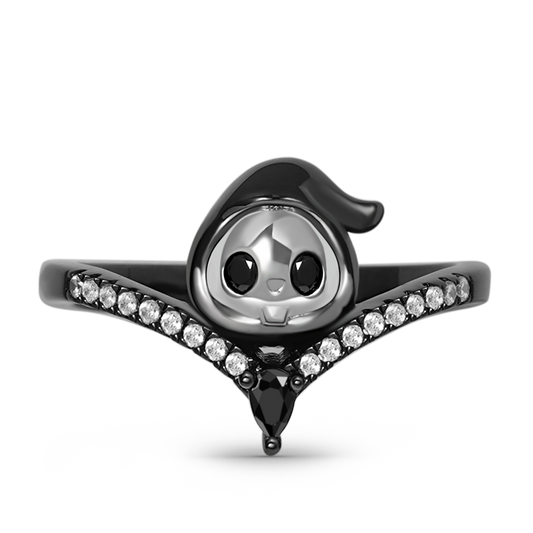 Grim Reaper V Ring Sterling Silver inlaid with Stones_1