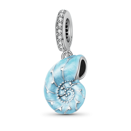 Blue Sea Snail Pendant Dangle Charm Sterling Silver_1