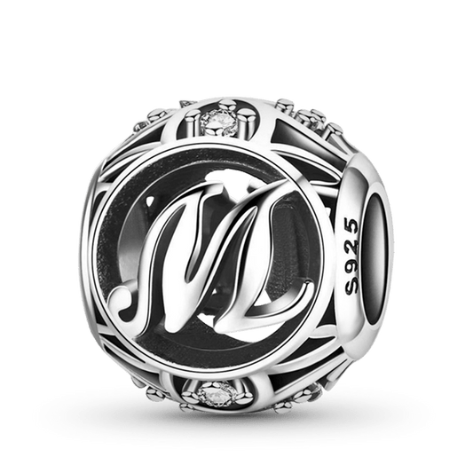 Letter M Charm Bead Sterling Silver_1
