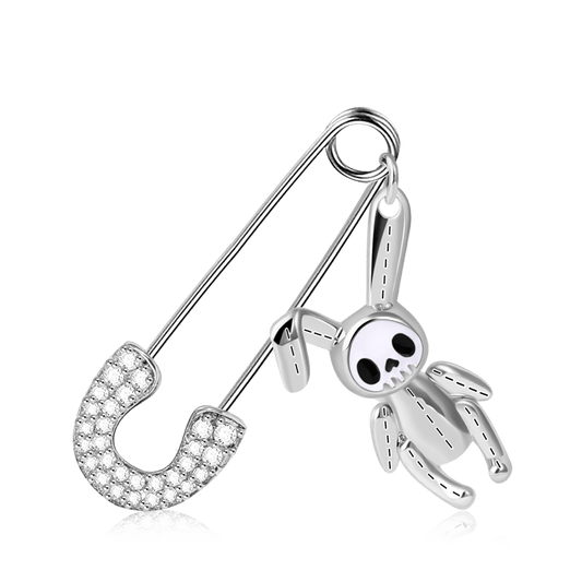 Paperclip Bunny Doll Dangle Earring 925 Sterling Silver_1