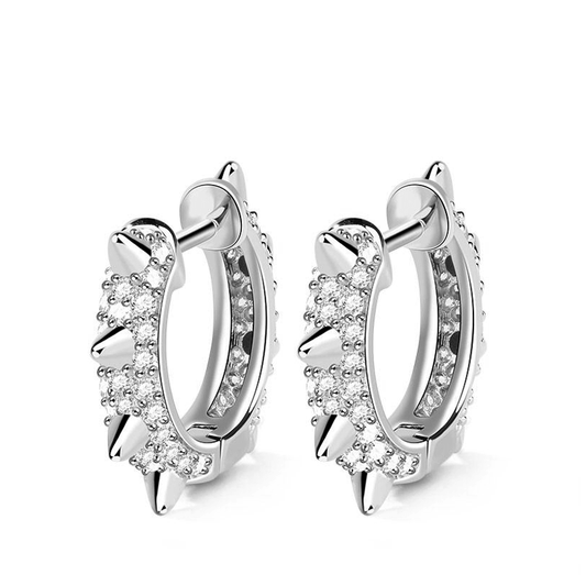 Gnoce "ROCK & ROLL" Mohawk Earrings Punk Style Sterling Silver with Cubic Zirconia_1