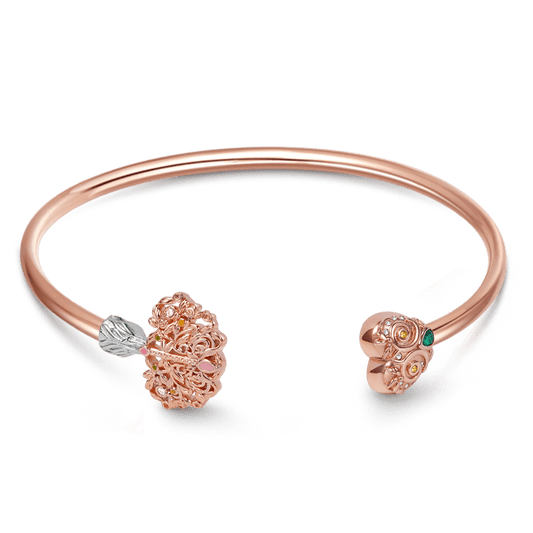 Life Tree Open Bangle Sterling Silver 18K Rose Gold Plated Inlaid with Stones_1