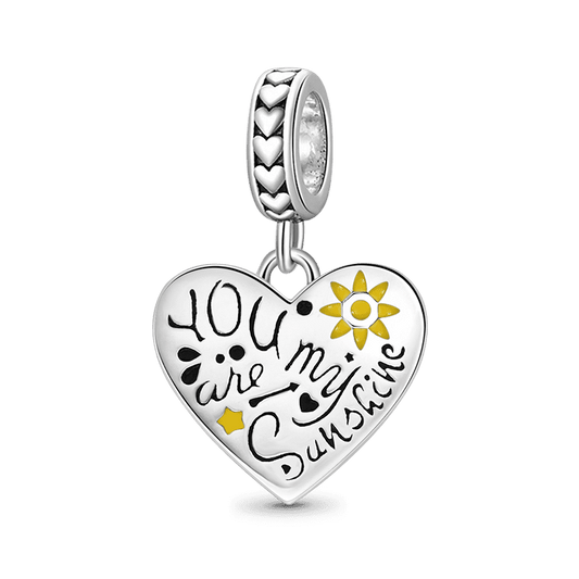 "You are my sunshine" Heart Pendant Dangle Charm Sterling Silver_1