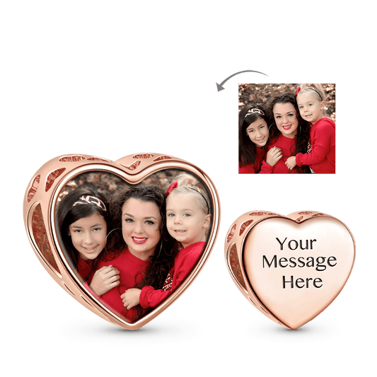 GNOCE " I Want You to Know My Love" Heart Custom Engravable Photo Charm 18k Rose Gold Plating 925 Sterling Silver Charm Gift for Her_1