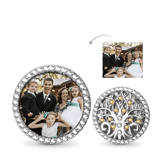 Tree of Life Personalized Photo Charm Bead 925 Sterling Silver inlaid with Stones Mother's Day Gift_1