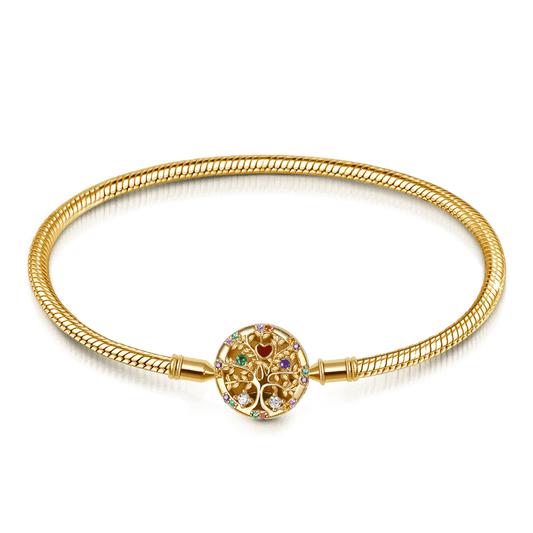 Tree of Life Bracelet Sterling Silver 18K Gold Plated Inlaid with Colorful Stones_1