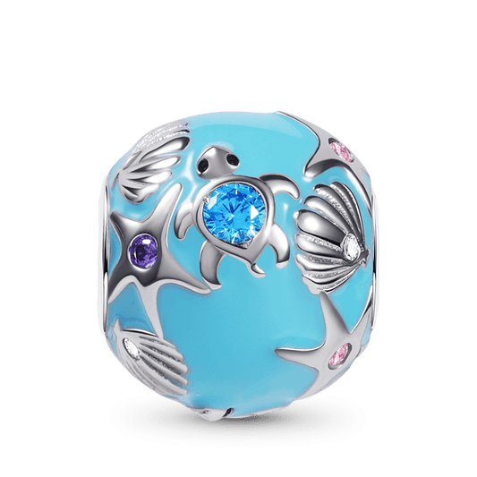 Sea World Charm Bead Sterling Silver Inlaid with Colorful Gemstones_1