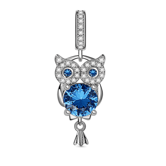Owl Embrace Round Gemstone Pendant Dangle Charm Sterling Silver_1