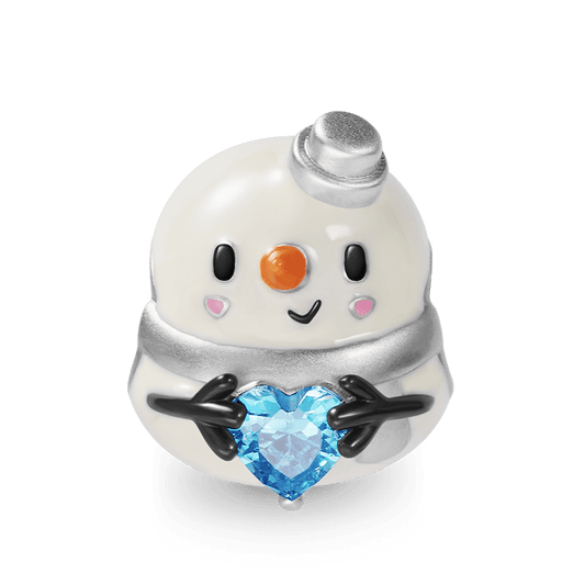 Snowman Embraces Heart Gemstone Charm Bead Sterling Silver_1