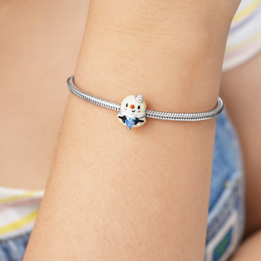 Snowman Embraces Heart Gemstone Charm Bead Sterling Silver_3