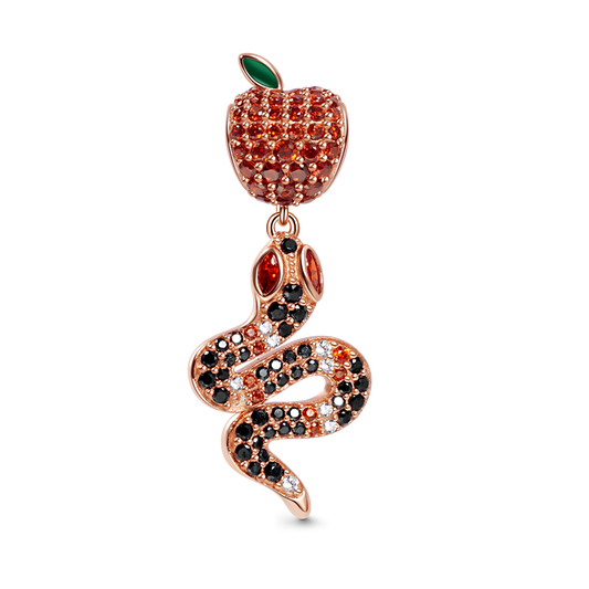 Gnoce "Forbidden Fruit" Snake and Apple Pendant S925 Sterling Silver Charm 18k Rose Gold Plated_1