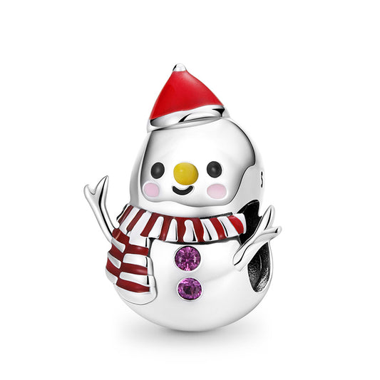 Cute Snowman Charm Bead 925 Sterling Silver_1