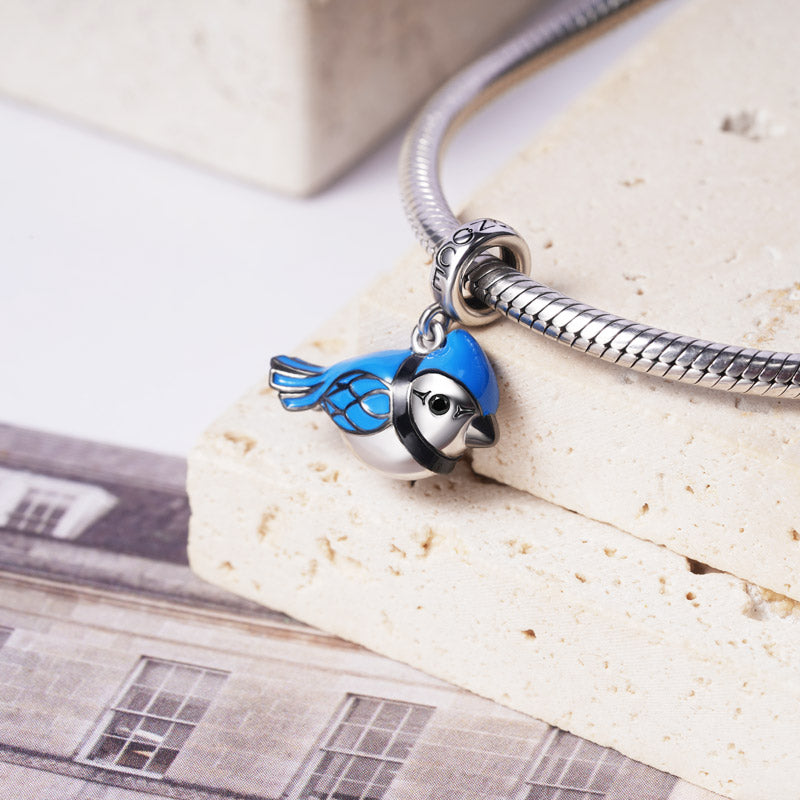 Blue Jay Pendant Dangle Charm 925 Sterling Silver Lucky Bird_2