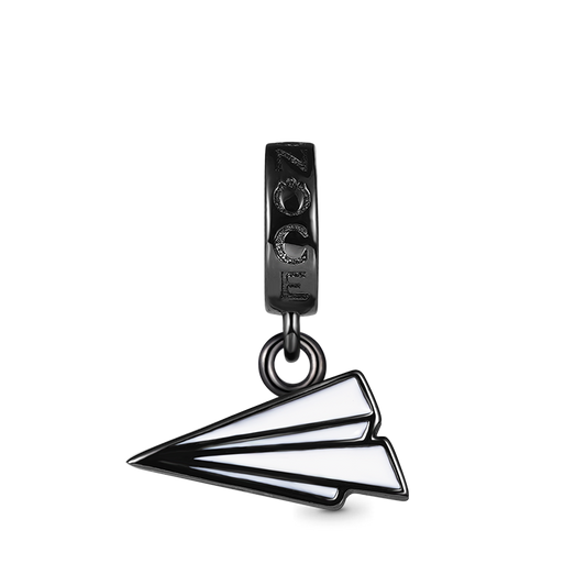 Origami Airplane Pendant Dangle Charm 925 Sterling Silver White Enamel_1