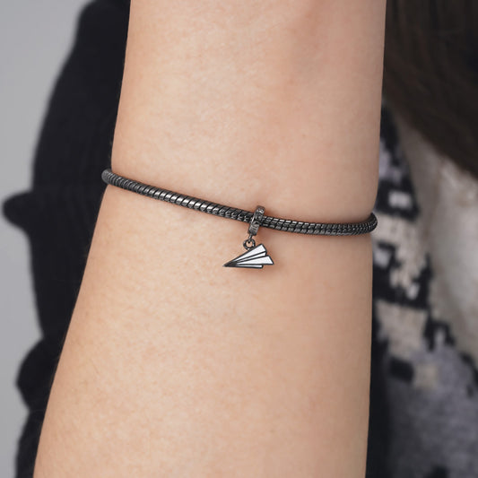 Origami Airplane Pendant Dangle Charm 925 Sterling Silver White Enamel_3