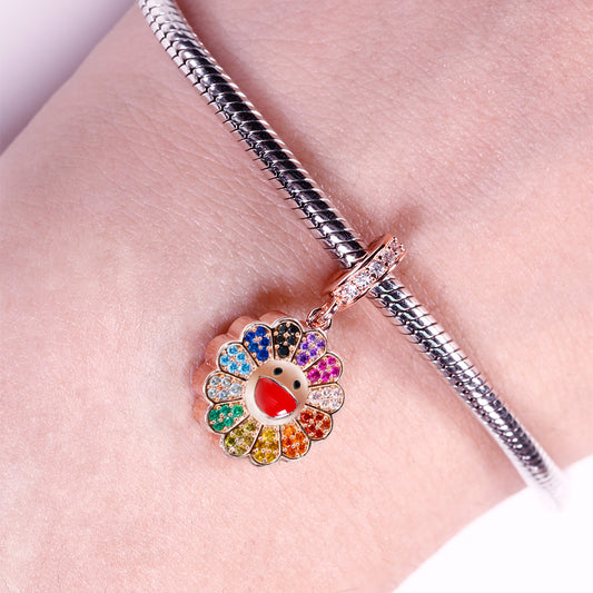 Gnoce "Childish Power" Murakami Takashi Sunflower Pendant With  Zircon Photo Charm_3
