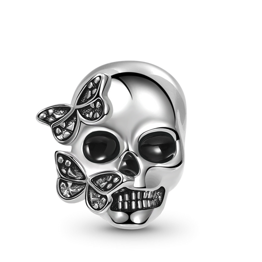Butterfly Skull Charm Bead 925 Sterling Silver_1