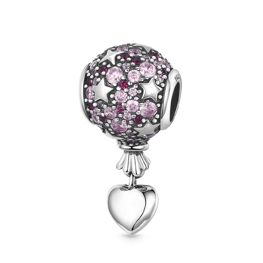 Love Confession Balloon Pendant Dangle Charm 925 Sterling Silver Inlaid with Purple Gemstones_1
