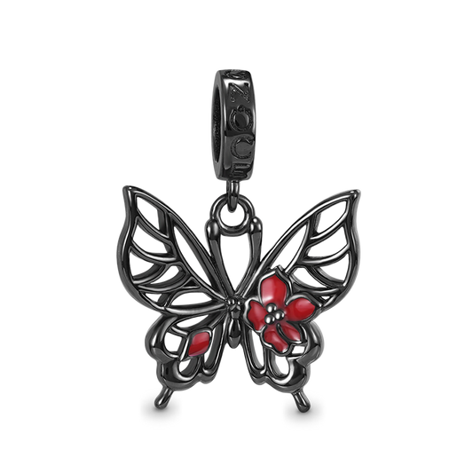 Black Butterfly Pendant Dangle Charm 925 Sterling Silver_1