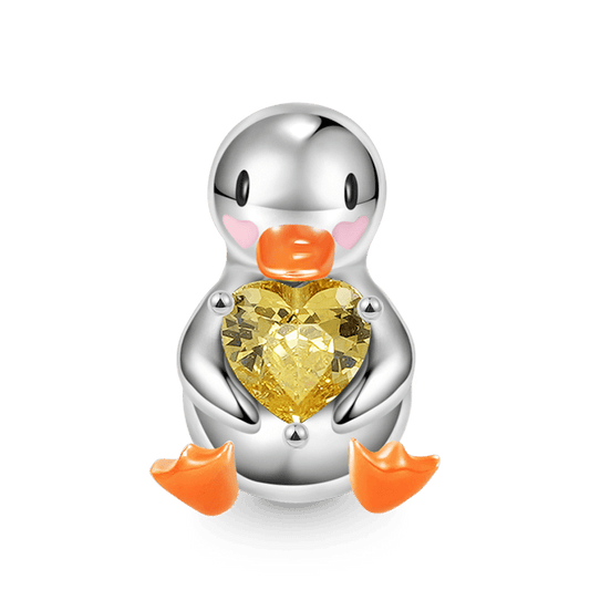 Duck Embraces Heart Gemstone Charm Bead Sterling Silver_1