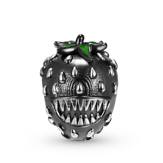 Spooky Strawberry Charm Bead 925 Sterling Silver Black Plated_1