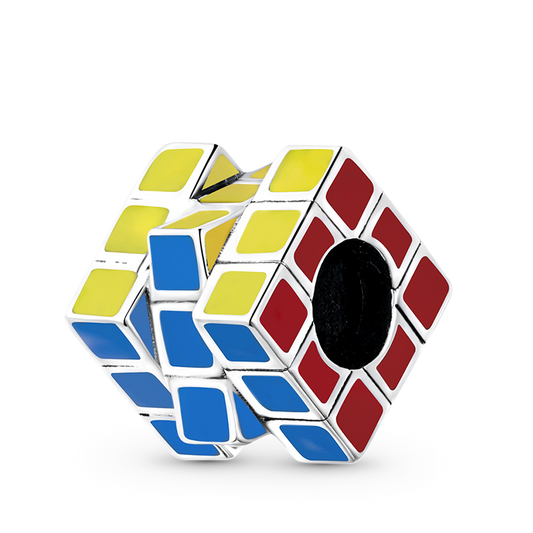 Rubik's Cube Charm Bead 925 Sterling Silver with Enamels_1