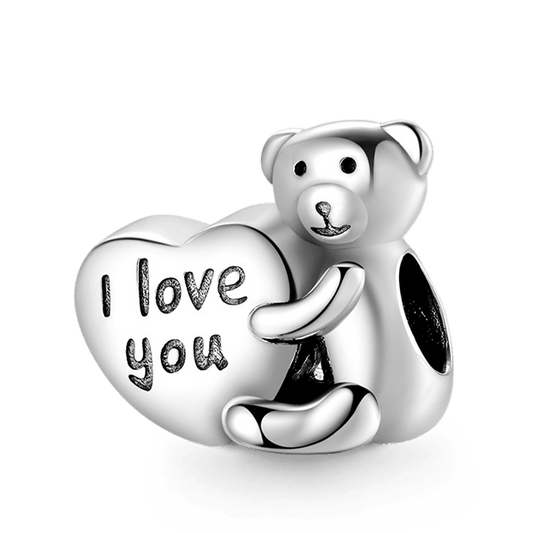 Love confession Bear Charm Bead 925 Sterling Silver with "I love you" Engraving_1