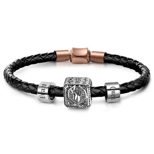 Eagle Vintage Bead & Customized Classic Beads S925 Sterling Silver with Gift Copper Black Leather Men's Bracelet Jewelry for Men_1