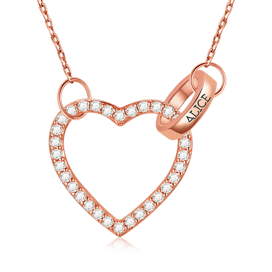 Gnoce "Lock My Heart" 18K Rose Gold Plated Personalized Sterling Silver Name Necklace with Adjustable Chain_1