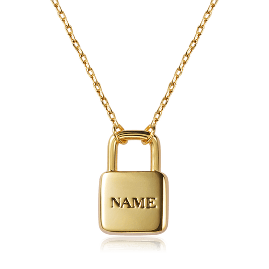 Custom Engravable Lock Necklace Sterling Silver 18K Gold Plated_1