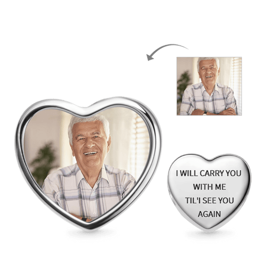 "Accompany You Forever" Personalized Photo Charm Bead 925 Sterling Silver_1