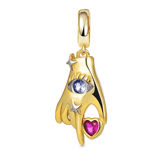 All-seeing Eye-Hand with Heart Pendant Dangle Charm 925 Sterling Silver 18K Gold Plated_1
