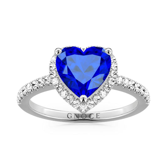 Royal Blue Heart-shaped Ring 925 Sterling Silver Pave with Clear CZ Stones_1