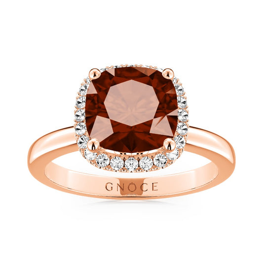 Sparkle Square Halo Brown Ring 925 Sterling Silver 18K Rose Gold Plated_1