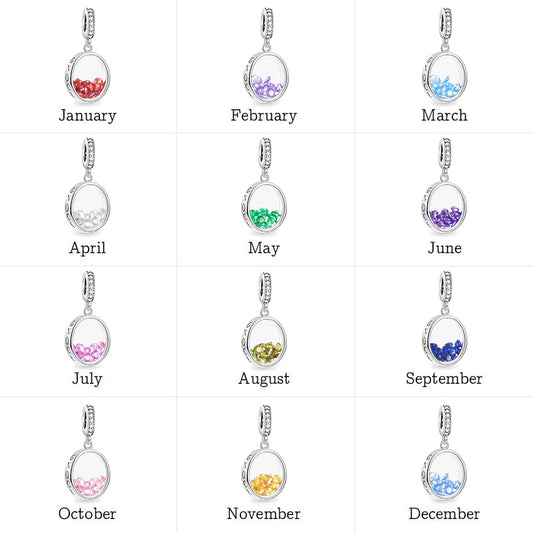 Oval-shape Birthstone Pendant Dangle Charm 925 Sterling Silver_4