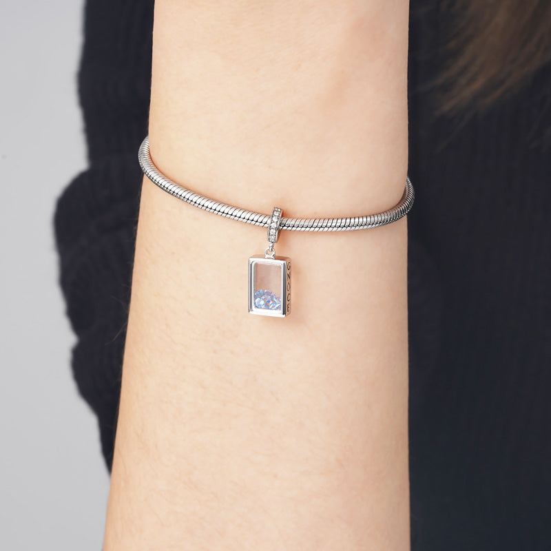 Rectangle-shape Birthstone Pendant Dangle Charm 925 Sterling Silver_3
